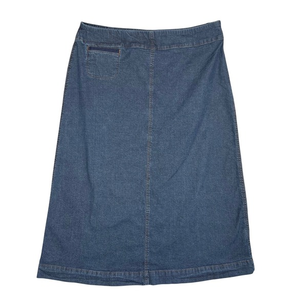 Eileen Fisher Dresses & Skirts - Eileen Fisher Mens Denim Midi Skirt Dark Wash A-Line Side Zip Size L